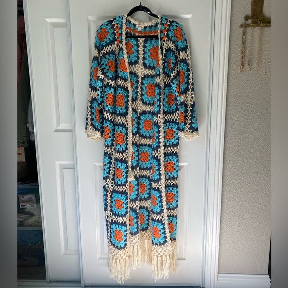 POL Sweaters - NWOT POL Longline Crochet Knit Cardigan with Front Tassel Tie